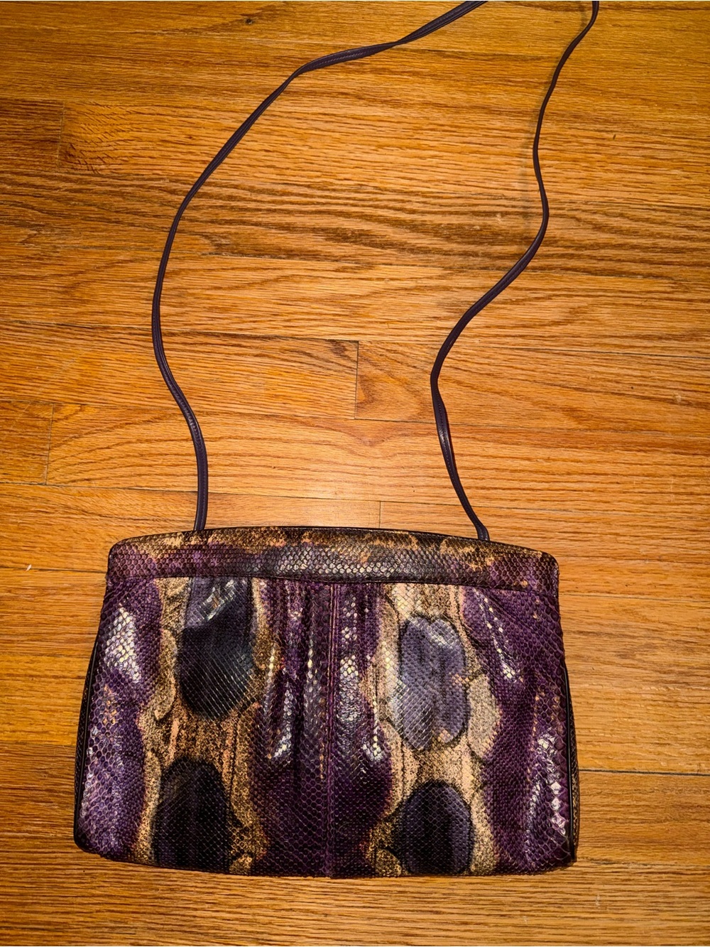 EUC Vintage Bags by Varon purple snakeskin clutch shoulder bag - Picture 2 of 10